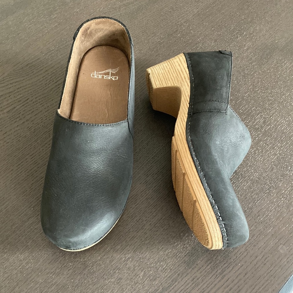 Dansko Black Leather Mules